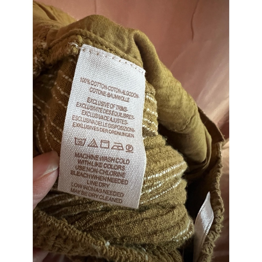 Free People Gold Olive Sailor 100 percent cotton 6 Button Wide Leg Hi Rise Crop - Picture 7 of 7